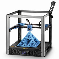 Atlas XL large open-frame CoreXY 3D printer with a large printed pyramid on the build plate, on a white background
