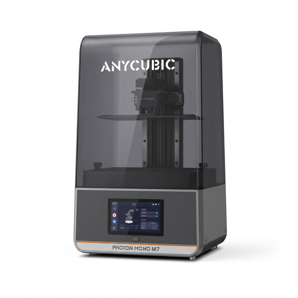 Aura Max 14K resin 3D printer with smoky gray cover and wide front touchscreen, on a white background