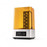 Finish Pro+ resin wash and cure station with amber cover, UV LED strip and control panel, on a white background