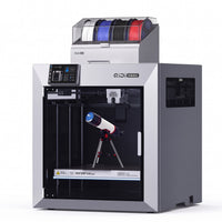 Titan Max Color enclosed CoreXY 3D printer with its four-spool filament box on top, on a white background
