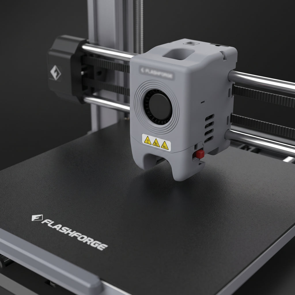 Close-up of the Vault Pro print head above the textured build plate